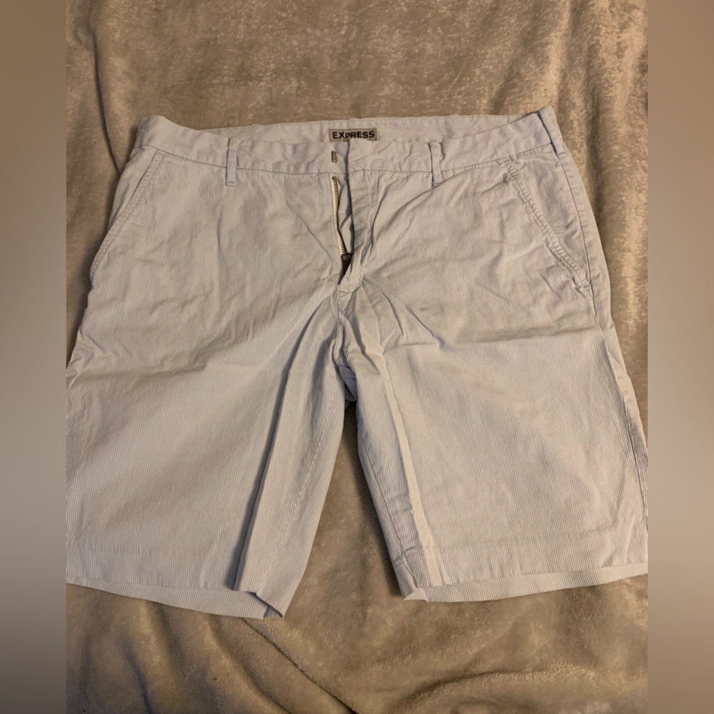 Express Men's Soft Blue Flat Front Shorts